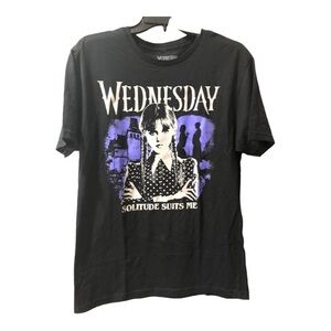 Wednesday Addams solitude suits me‎ black tshirt size XL new
